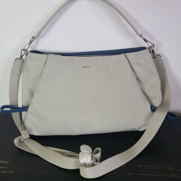NWOT Agnes B Two Way Shoulder Bag Green Nylon - Picture 1 of 14